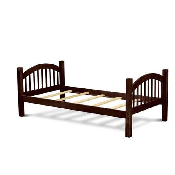 Furniture Verona 63" Wood Twin Bunk Bed with Guard Rails Java Brown
